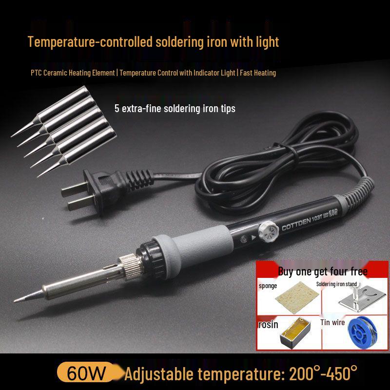 60W Adjustable Temperature Soldering Iron Kit for Electronic Repair - Long Life Inner Heating Type
