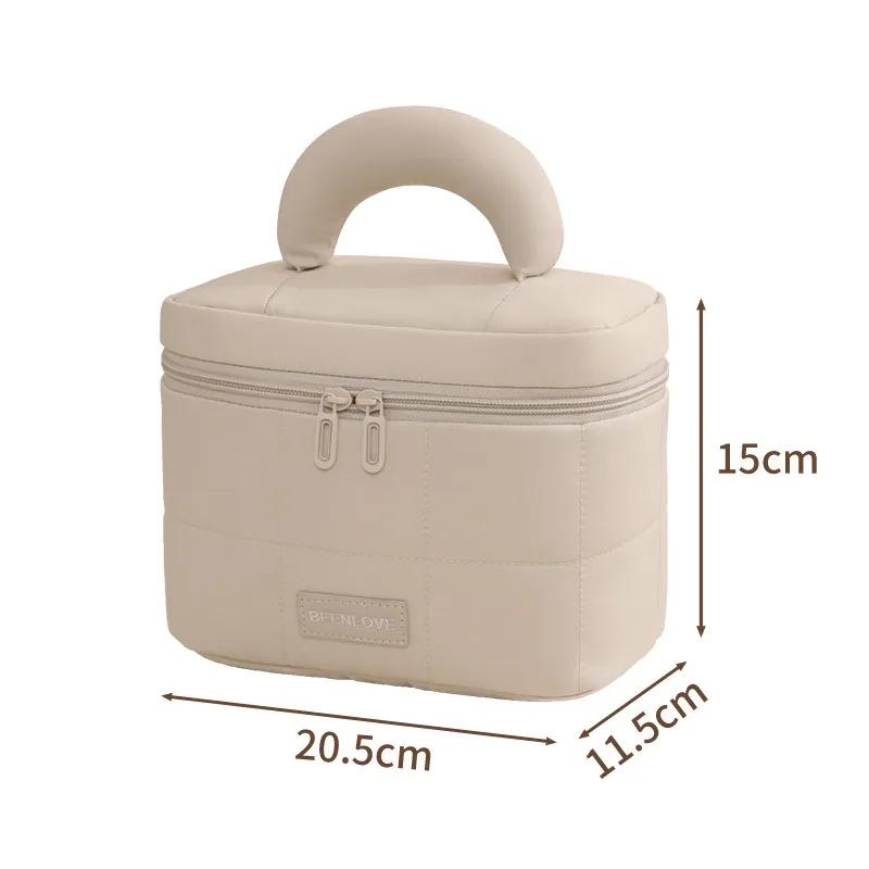 

Portable Travel Soft Cosmetic Bag Women s Handheld Shower Kit Organizer Waterproof Makeup Brush Storage Pouch бежевий