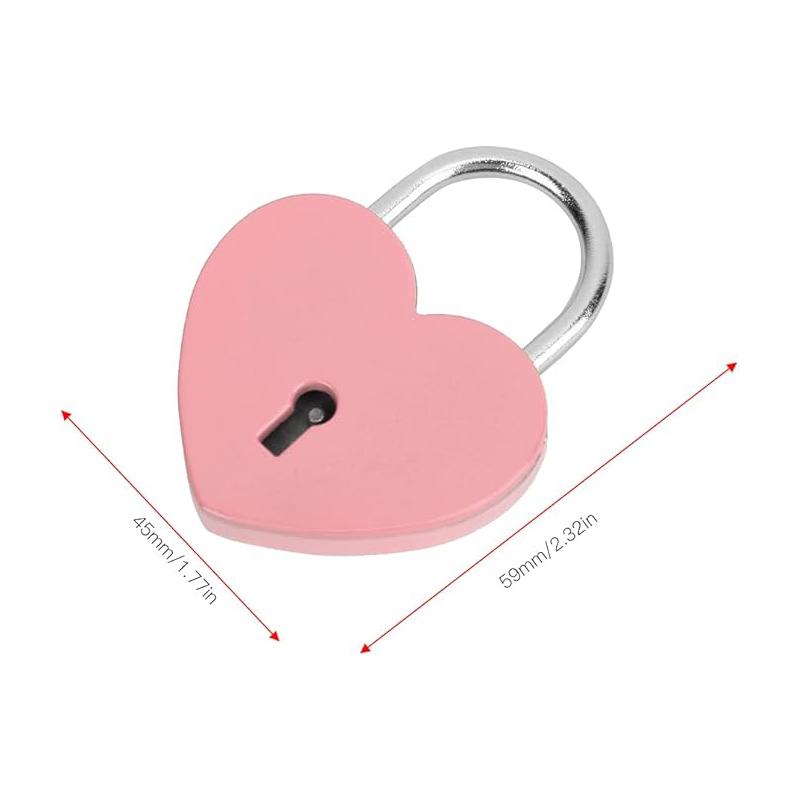 Szív Alakú Fém Lakat Kulccsal Színes Különleges Lakat Háztartási Ékszerdoboz Tárolódoboz Naplókönyv 45x59mm