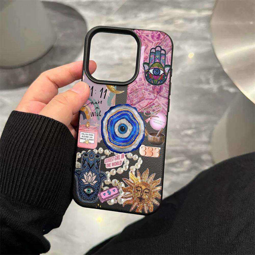 

Boho Spiritual Hamsa & Evil Eye Phone Case For iPhone 17 Air 17 16 11 12 13 Pro Max 14 15 Plus X XR XS Shockproof Back Cover iPhone XR