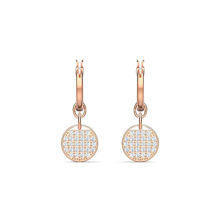 

Swarovski Mini Pierced Ginger Crystal Earrings Women Earrings White Rose-Gold 5567528 Box (Random Color)