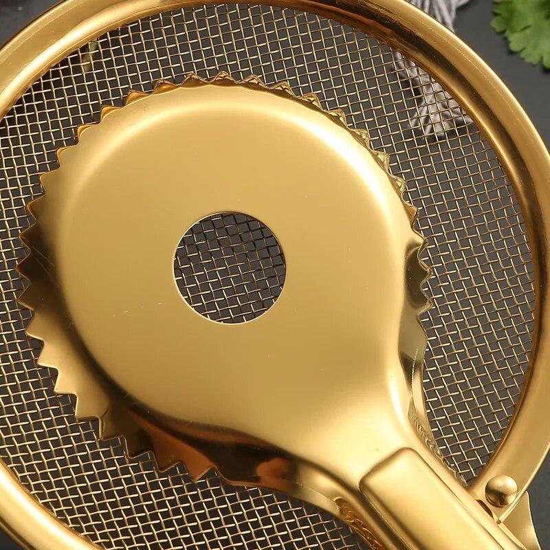 Cleste de servire din oțel inoxidabil auriu Filtru de ulei Linguriță Scurtă plasă Scurătoare pentru gustare Gratar Friptură Clemă pentru salată Ustensile de bucătărie