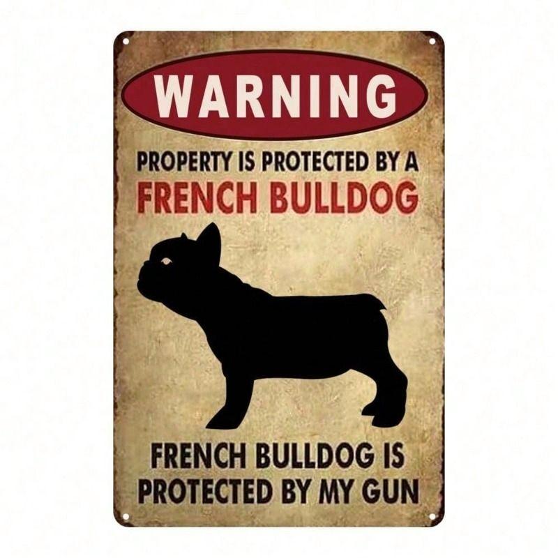 Metal Wall Art French Bulldog Vintage Retro Poster for Bar