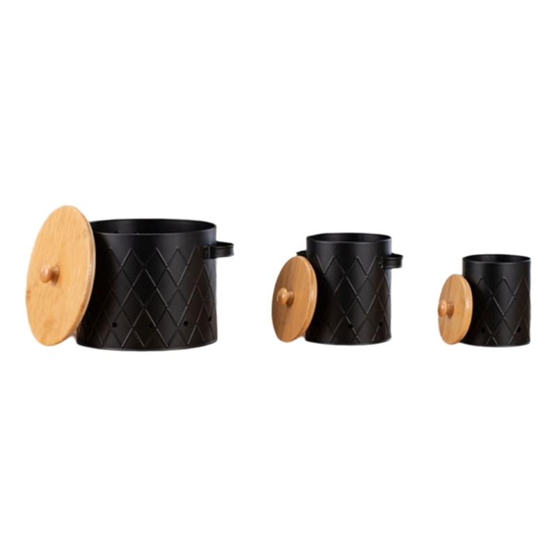 

User Friendly Potato Onion Garlic Storage Bins with Bamboos Lids for Countertop Use in Restaurants and Homes чорний