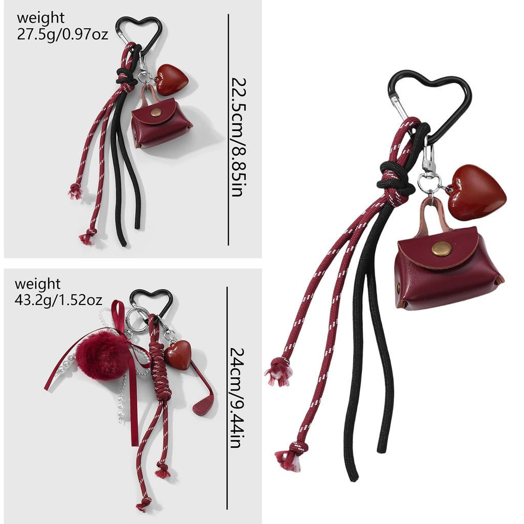 Korean Style Heart Tassels Bows Keychain Bag Charm Bags Pedant for Stylish Women’s Handbag Decoration Bag Accessories