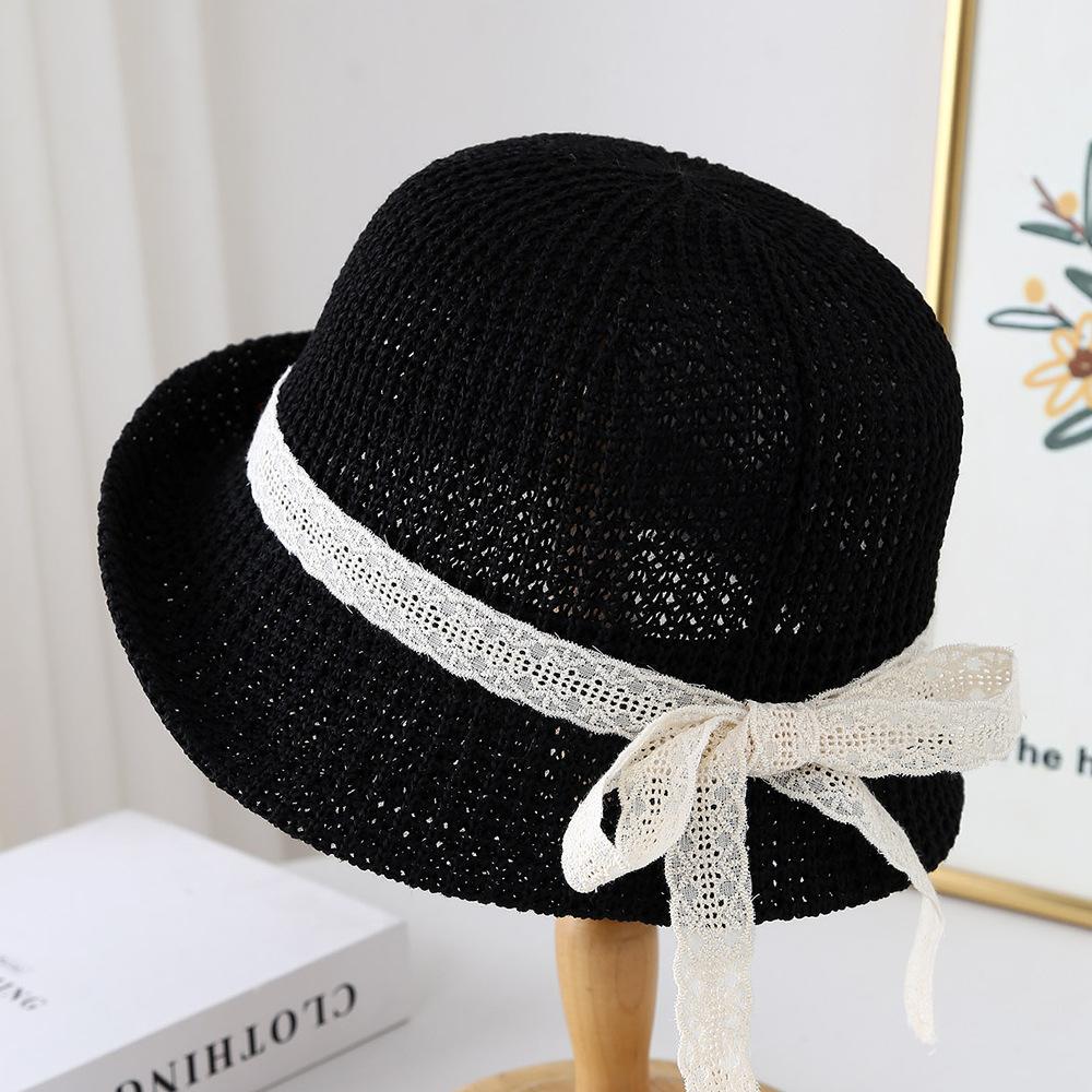 New Big Eaves Korean Bow Bucket Hat Outdoor Leisure Versatile Travel Mountaineering Travel Breathable Face Basin Hat