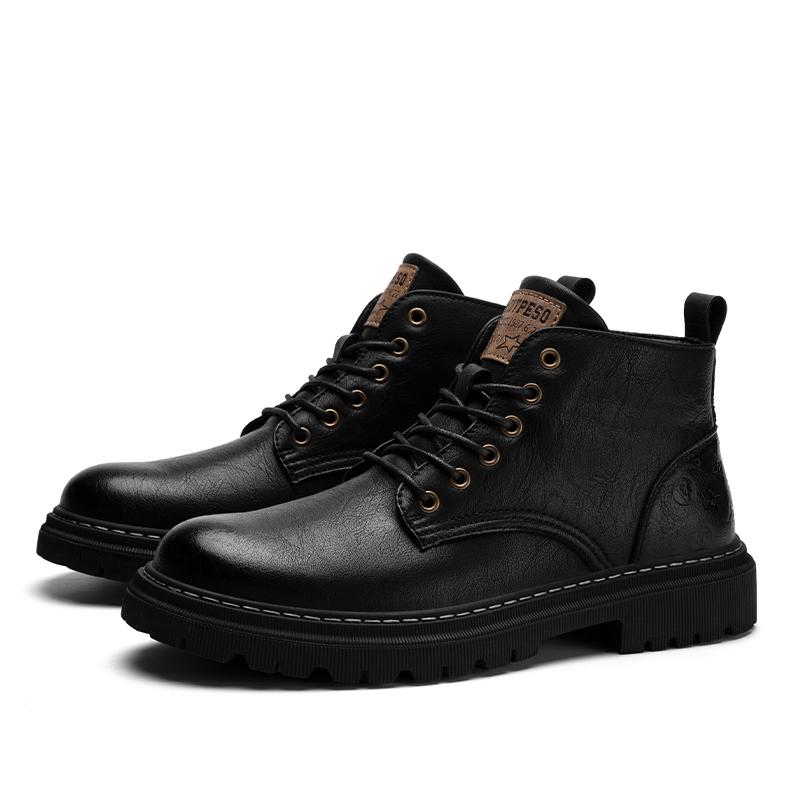 2025 New Casual Winter Shoes Non-Slip Outdoor Walking Booties Male Fashion Sneakers Men's Genuine Leather Lace-Up Ankle Boots