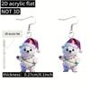 Christmas Polar Bear Earrings with Lights - Cute Acrylic Design