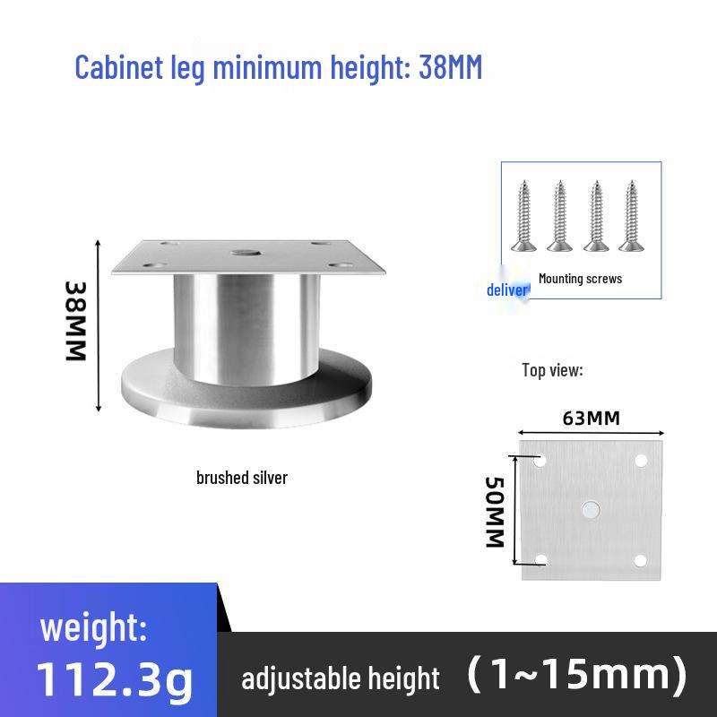 Adjustable Stainless Steel Furniture Legs – Modern Minimalist Support for Cabinets, Tables, Sofas, and Beds