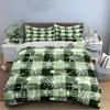 Green Plaid Snowflake Pattern Bedding Set Bedding set (1 duvet cover, 2 pillowcases, duvet not included)