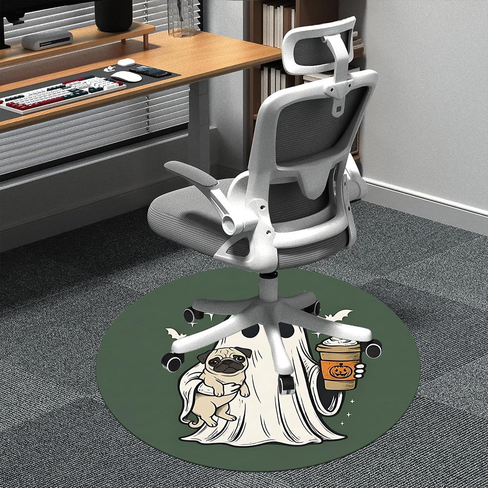 1 Stück Geistermops Büro Runder Teppich, Matte Geeignet Für Büro, Unter Bürostühlen Schlafzimmer Wohnzimmer Heimdekoration, Zimmerdeko