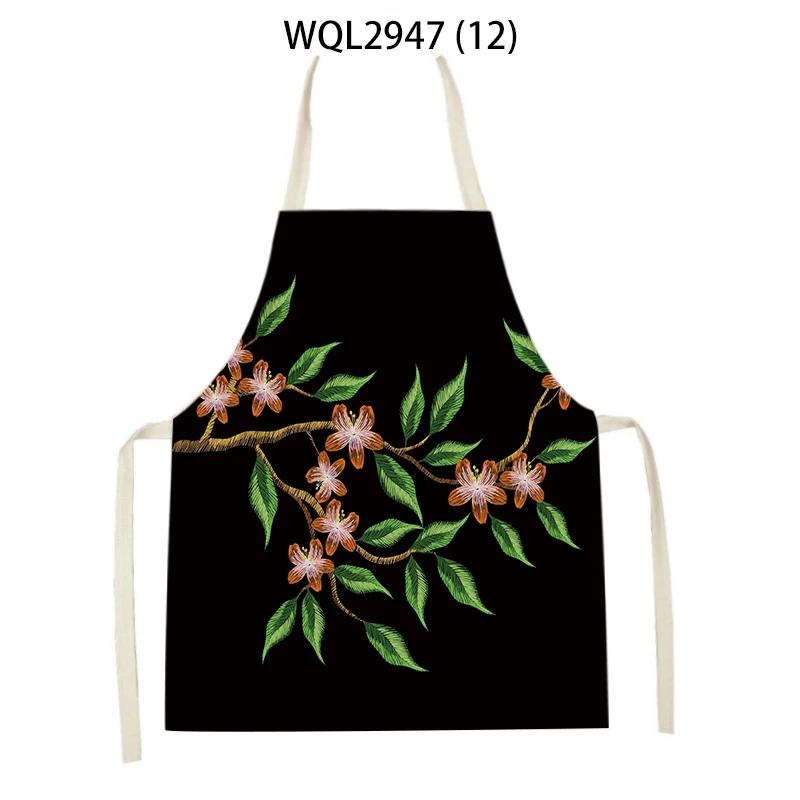 Flower Rabbit Beauty Pattern Kitchen Aprons for Women Men Linen Waist Bibs Household Cleaning Pinafore Home Cooking Apron