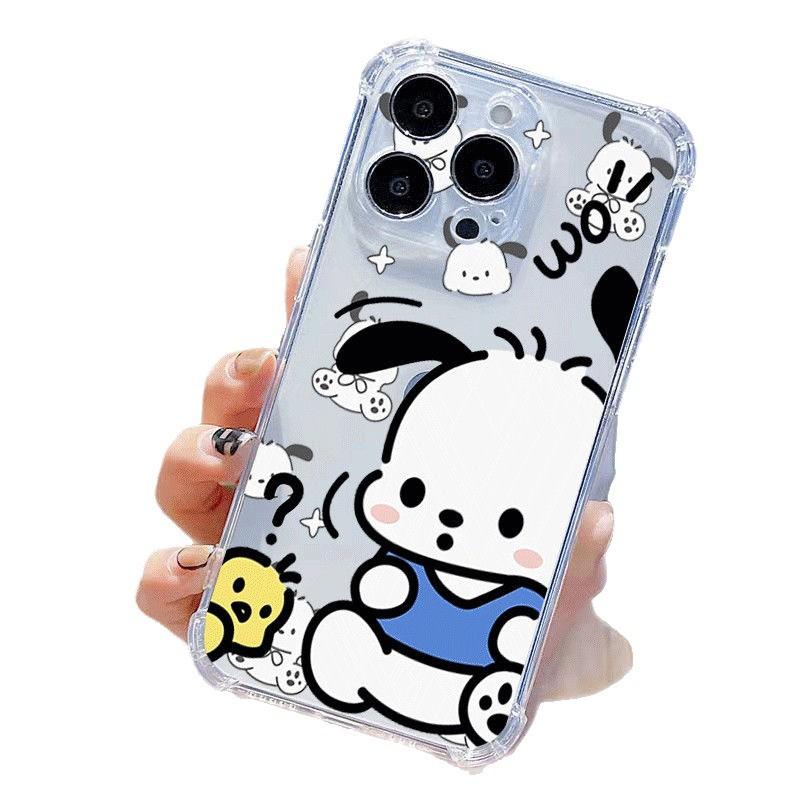 Transparent Four-corner Anti-fall Mobile Phone Case, Light Luxury and High-end for Apple Mobile Phone Protective Case All-inclusive Girl Cartoon