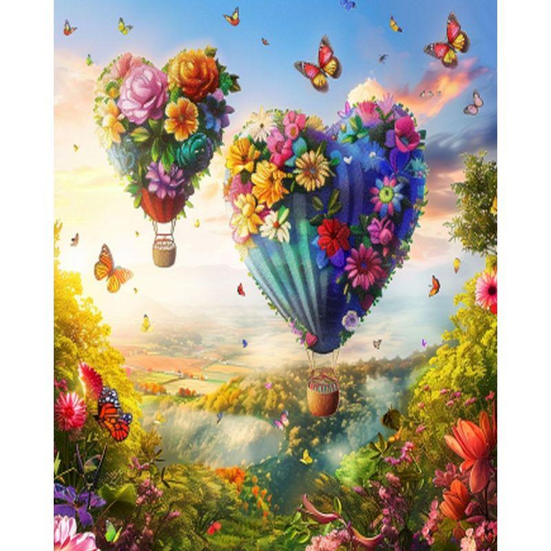 CHENISTORY Oil Painting By Numbers On Canvas,Hot Air Balloon,Paint Kit,Landscape,Handpainted,Pictures By Numbers,Decorative Gift
