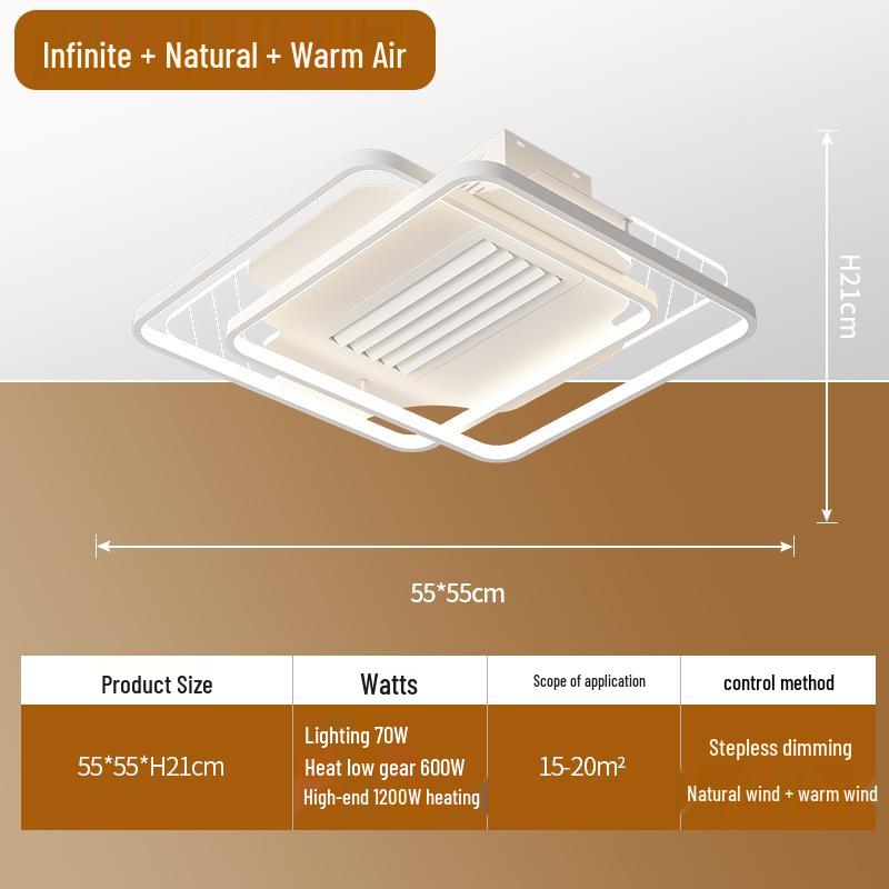 Modern Minimalist Leafless Ceiling Fan with Light - Large Airflow for Living Room & Bedroom