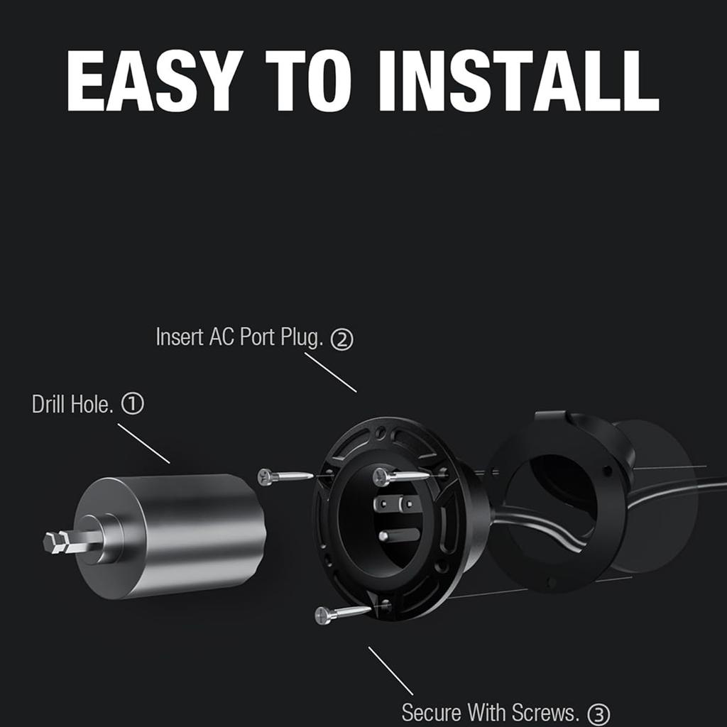 20A 125V AC Port Plug Power Inlet Socket for Campers Trailers Boats Including Extension Cord Simple Installation