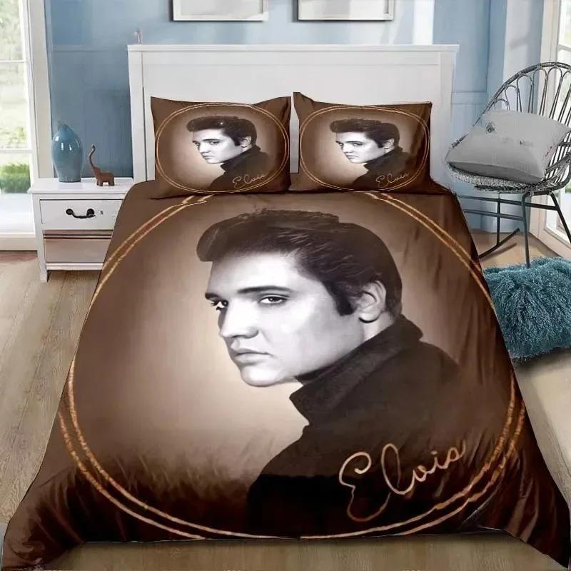 P-Presley Duvet Cover Retro E-Elvis Bedding Set Comforter Bed Set Quilt Cover Pillowcase King Queen Twin Size Boys Girls Adults