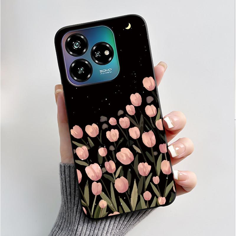 Case For ZTE Blade V60 Design 4G/Blade V60 Vita/Nubia V60 Design/Axon 60 Lite Soft Silicone Black Cover Cute Flower Cartoon Case