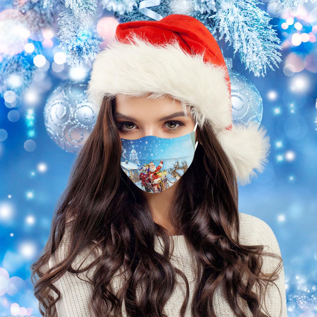 10pc Christmas Print  for  Face Mask Disposable Earloop Mask