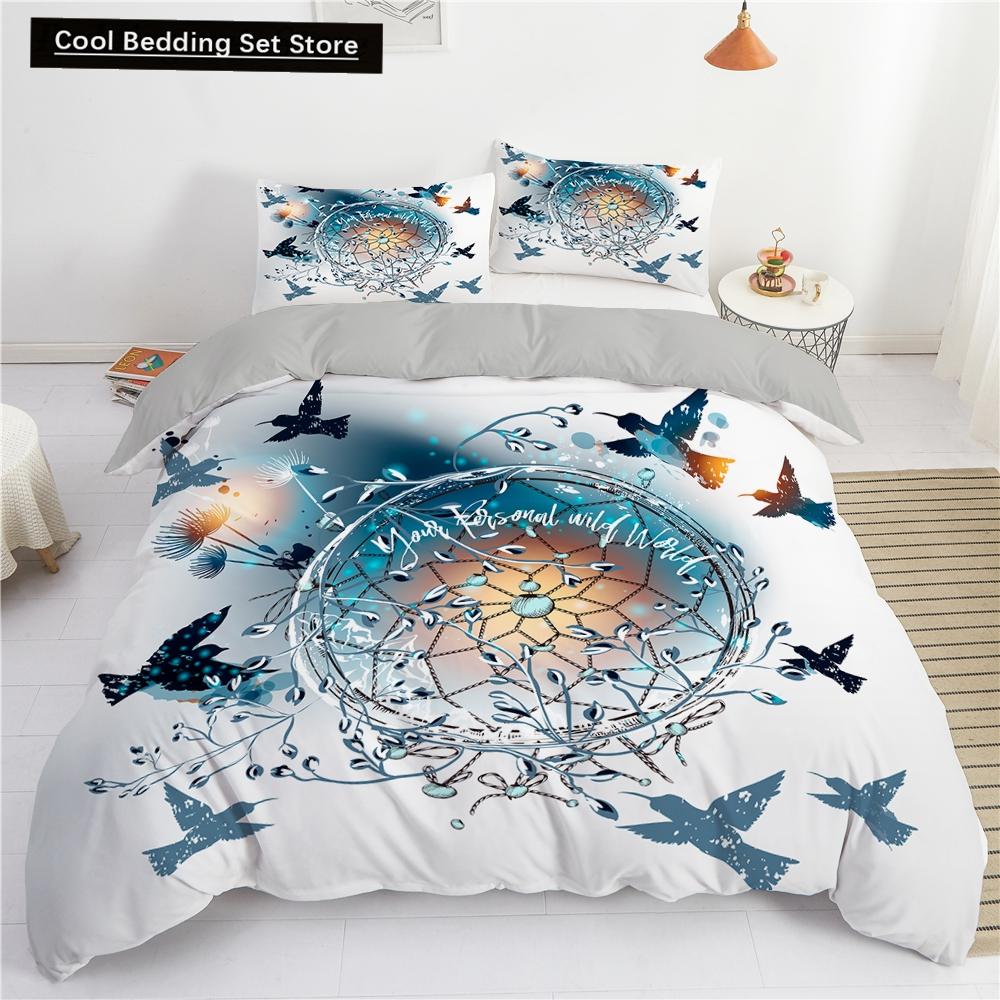 Traumfänger Elch Königin Bettbezug Böhmischer Stil Schmetterling Bettwäscheset für Teenager Mädchen Frauen Ziege Weiß 2/3-teiliger Bettdeckenbezug