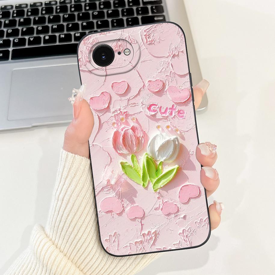 For iPhone 16E Case Popular Flower Cartoon Silicone Phone Cover For iPhone16E Funda For iPhone SE 2025 SE4 Shockproof Soft Cover