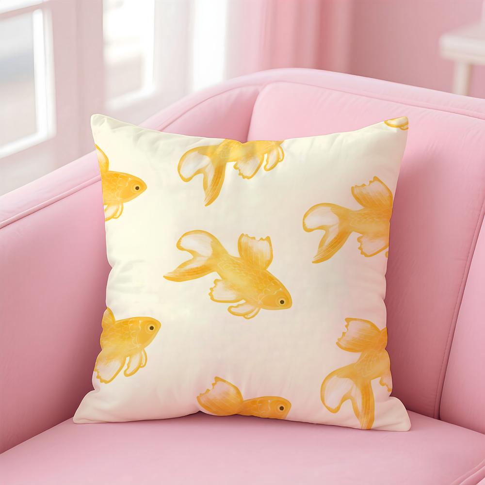 Cute and Childlike fishes Cushion Cover Pillow Case Soft Skin Friendly Fabric  Concealed Zipper