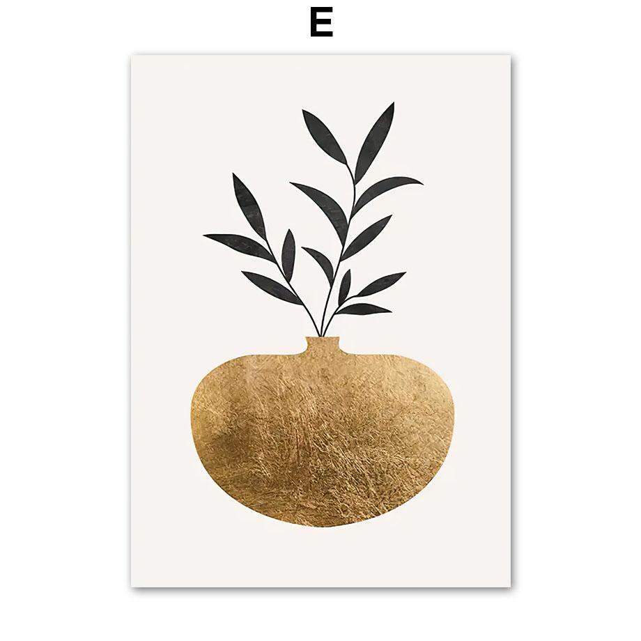 

Скандинавский абстрактный золотой постер с коралловым цветком, настенная живопись на холсте, картина для спальни, гостиной, украшения дома, принты, Pintura 21X30cm No Frame