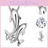 Elegant Double Dolphin Pendant Necklace With Sparkling Rhinestones And Short Chain