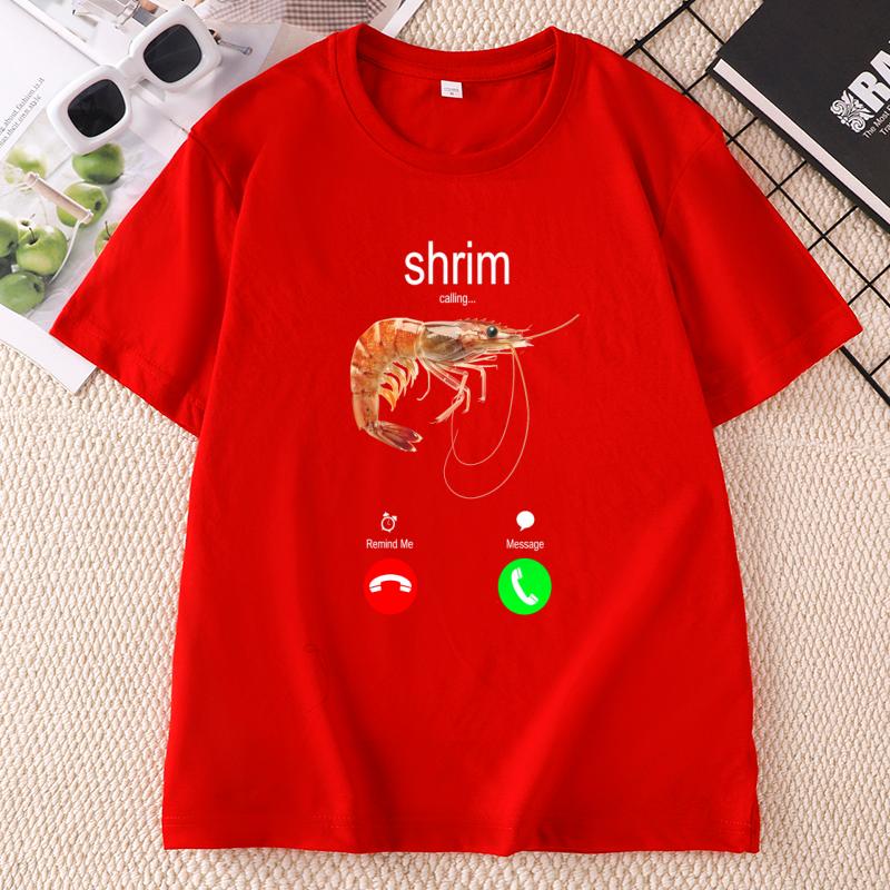 Lustiges Garnelen-Ruf-T-Shirt Sommer Unisex Unisex Humor-T-Shirt Meeresfrüchte-Liebhaber T-Shirt Strand Baumwolle Kurzarm Rundhals T-Shirts