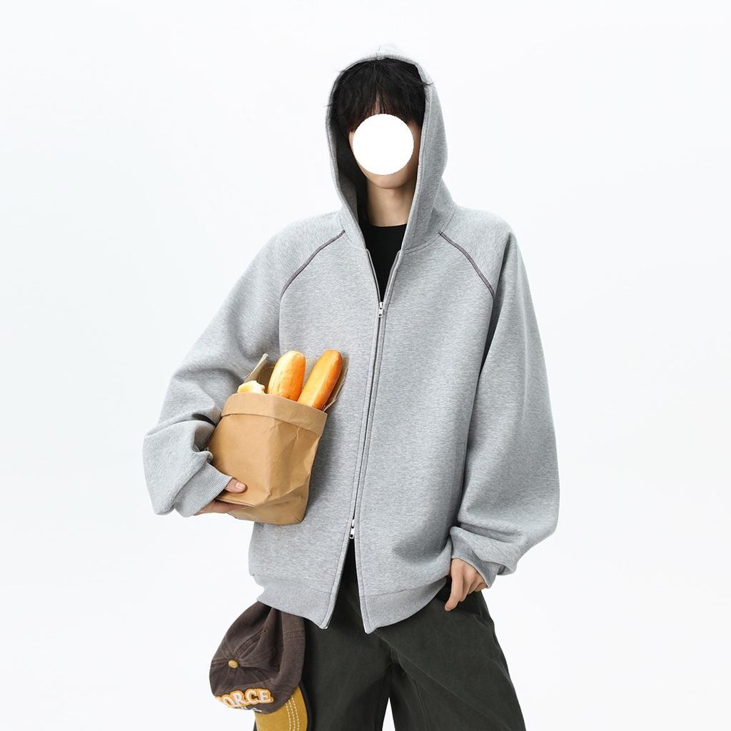 American Double Zipper Series Bright Line Sweater Jacket Men's Autumn and Winter Cleanfit Casual Cardigan Trendy Ruffian Handsome Top