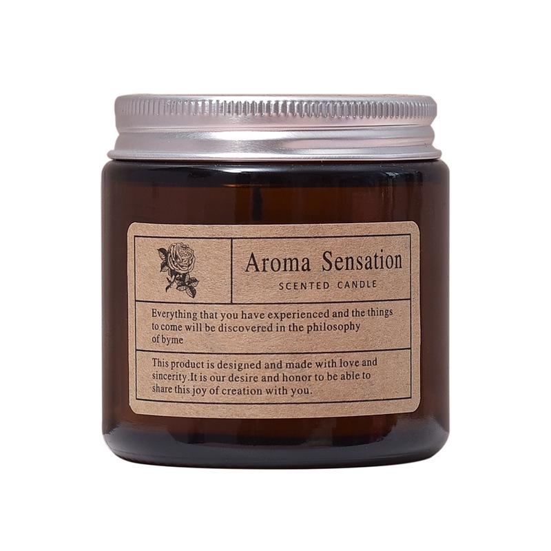 2.8oz Smokeless Handmade Plant Candle In Brown Glass for Aromatherapy and Romantic Atmosphere