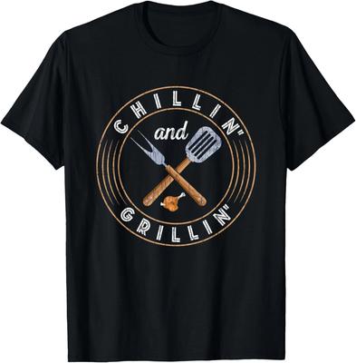 Chillin and Grillin Funny Barbeque Grilled BBQ Lover Graphic Gift Unisex T-Shirt