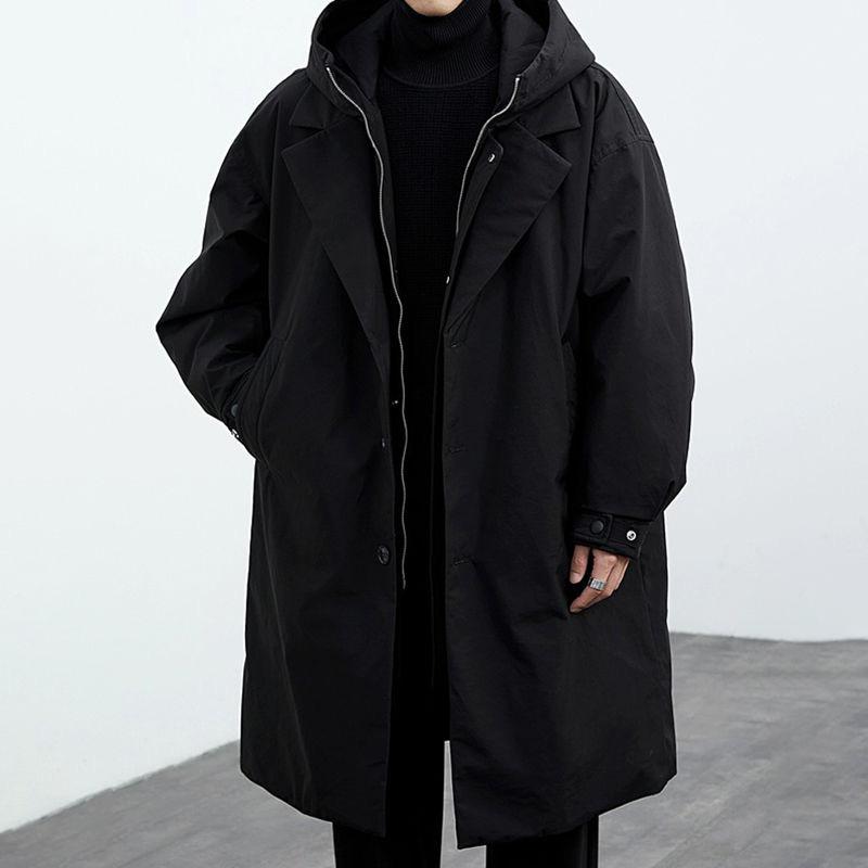 Moda Primavera e Autunno Colore Solido Antivento Lungo Trench Uomo Casual Largo Taglia Grande Cappotto M-5XL