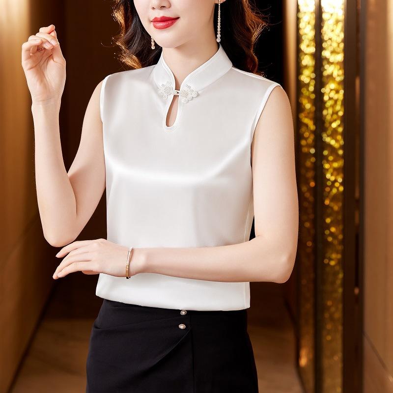 Spodní vesta se stojáčkem pro dámské vnitřní topy na léto nový čínský styl čínské zapínání vně se saténovými ramínky