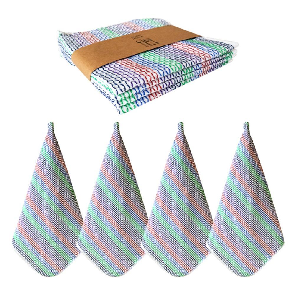 

4PCS Soft Dishwashing Cloth Breathable Scouring Pads Multifunctional Kitchen Rag Restaurant Style 4