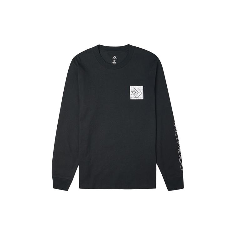 Converse Distorted Court Long Sleeve T-Shirt Asia Sizing Black Men s 10021108-A01 S