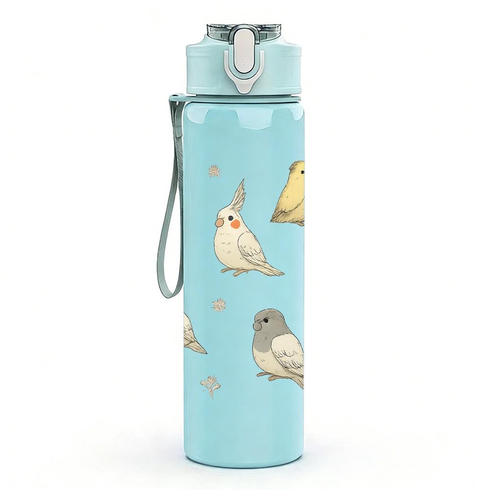 1 PZ Multiple Griglia Uccelli Selvatici Layout 750ml Colore Plastica Borraccia Sportiva A Prova di Perdite Tappo Flip con Cannuccia Per Sport Ufficio Uso Domestico