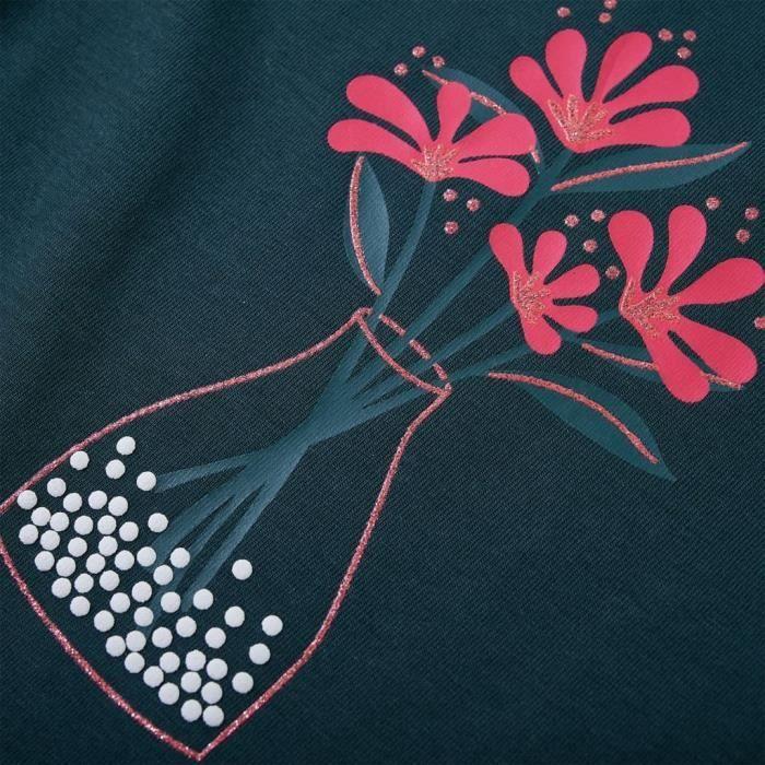 T-shirt pour enfants à manches longues imprimé floral 2 couleurs et 5 dimensions disponibles