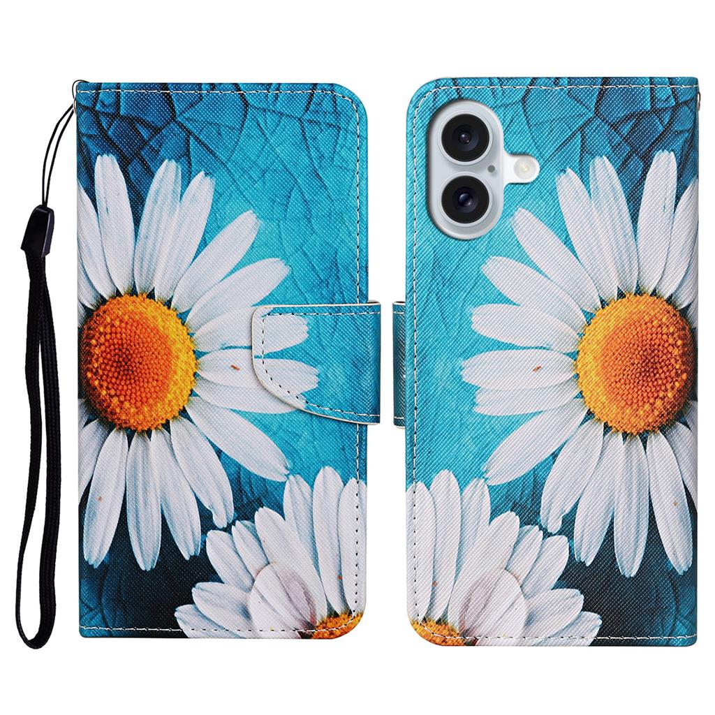 For iPhone 16 Case Pattern Printing Protective Leather Folio Phone Cover