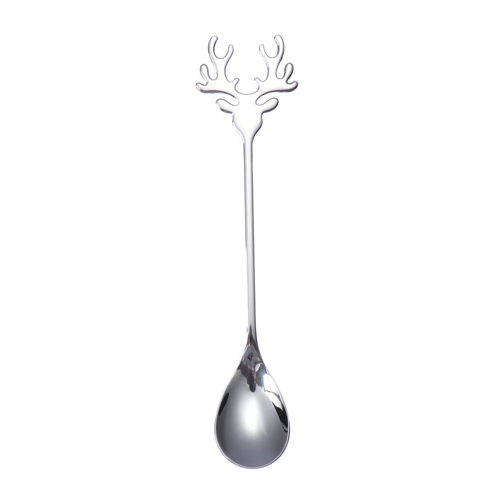 Tableware Stirring Spoon Christmas Deer Head Christmas Spoons Xmas Antlers Tea Scoop Coffee Scoops