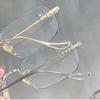 Hochauflösende Hyperopie-Brille, rahmenlose Lesebrille aus Metall, Ziegel- und Steinschnitt, Anti-Blaulicht-Presbyopie-Brille