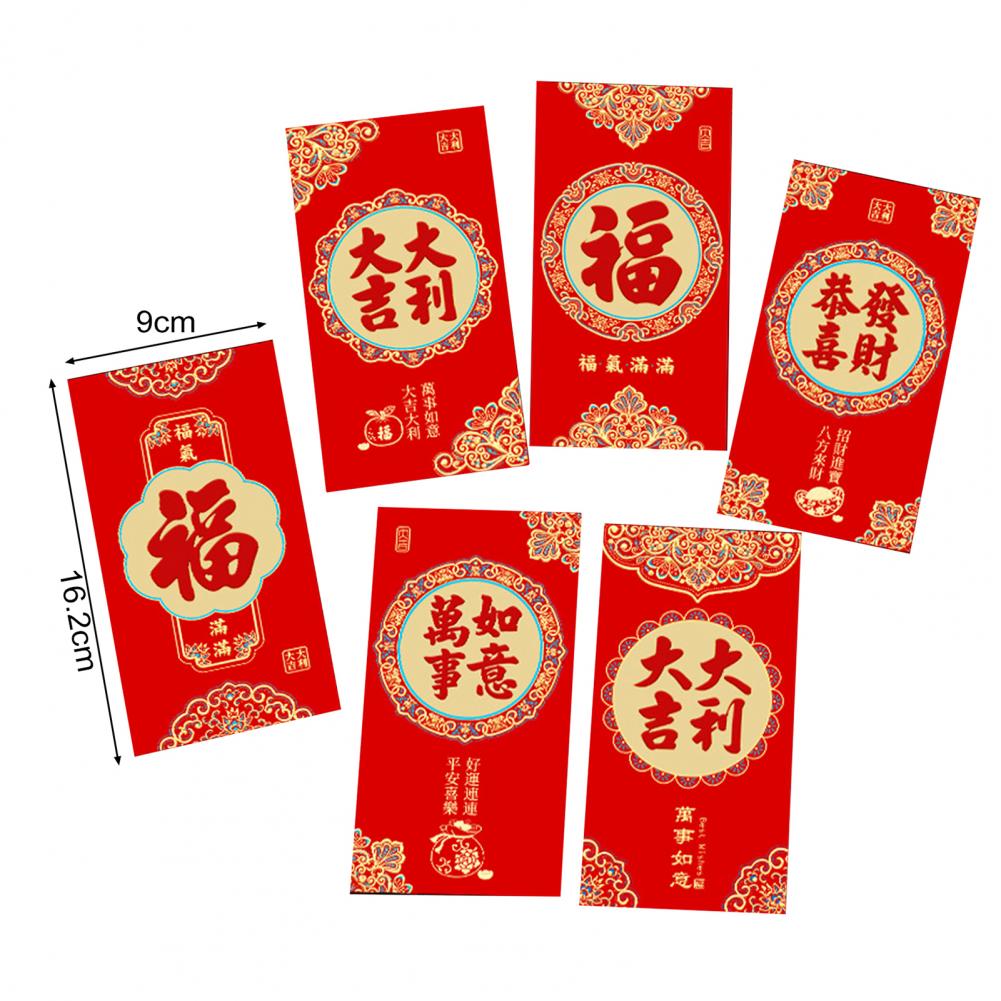6 Pcs Red Envelopes 2025 Chinese New Year Red Packets Snake Theme Lucky Money Packets Spring Festival Celebration Party Supplies