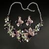 Fashionable Zinc Alloy Floral Jewelry Set with Rhinestones Comfort Fit Necklace And Earrings For Versatile Outfits