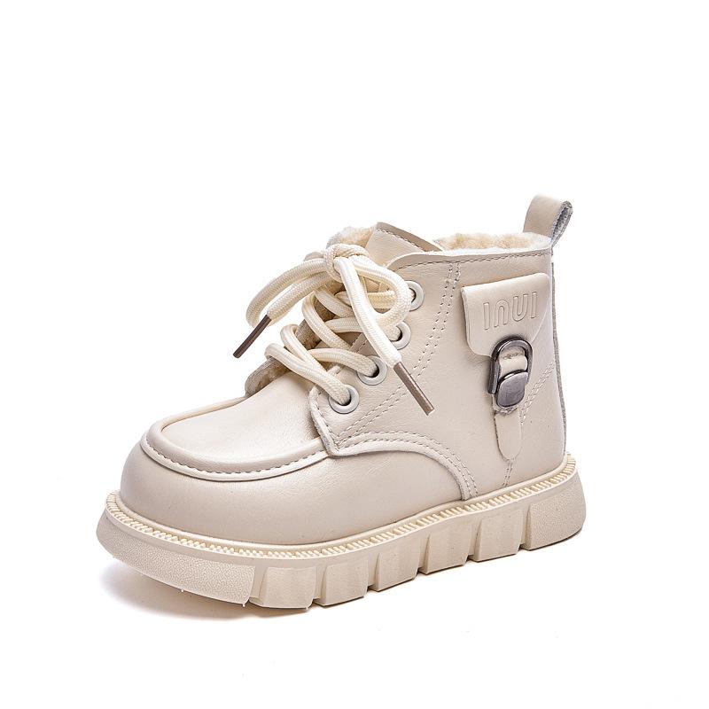 New autumn and winter children's snow boots, fleece-lined warm cotton shoes, boys' yellow boots, girls' large cotton Martin boots