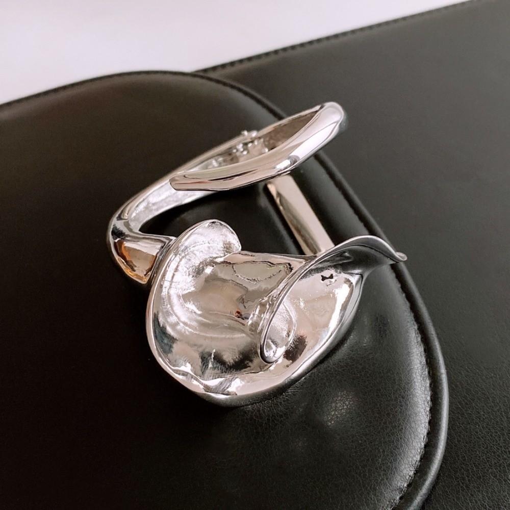 Zinc Zinc Alloy Gold Silver Flower Cuff Bangles Metal Irregular Exaggerated Bracelet  Decoration