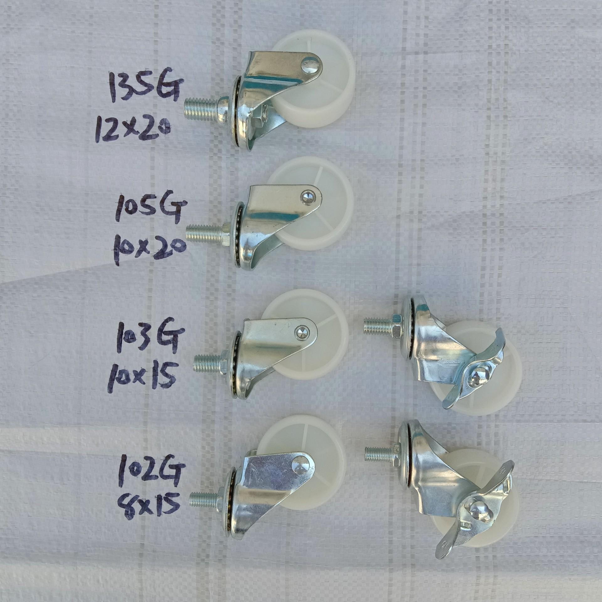 

2-Inch Light Duty Swivel Wheel with Lead Screw Brake, White PP Castor White PP 2 inch, Screw (10x20) mm