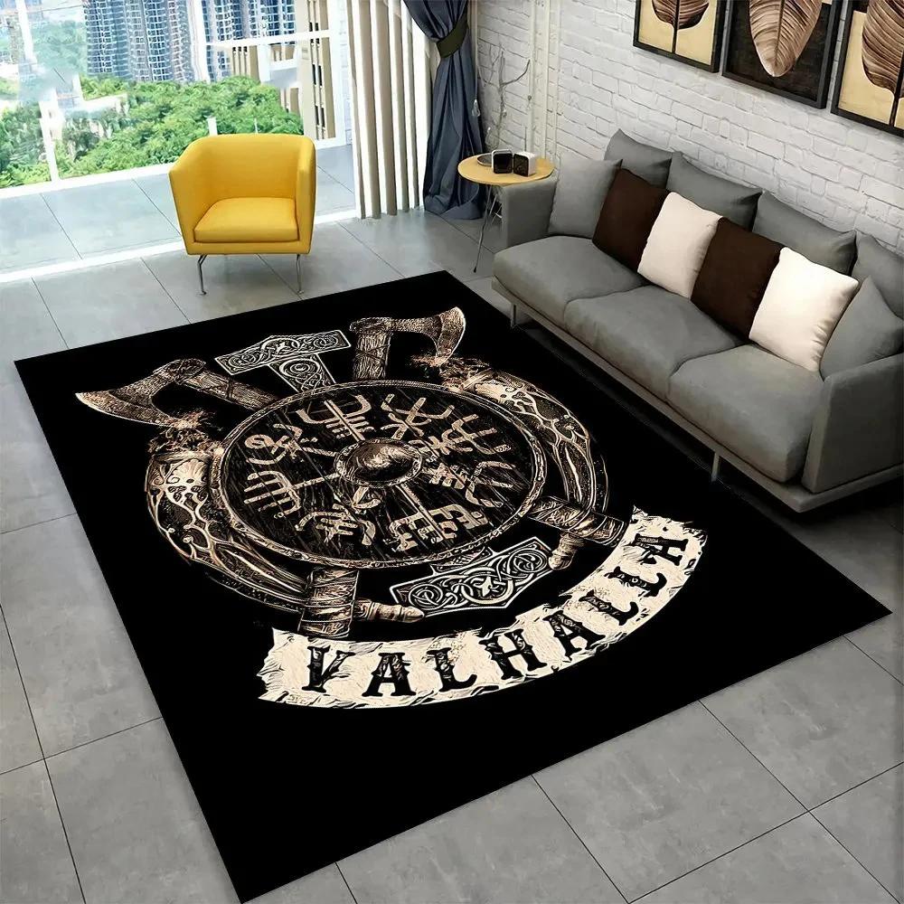 Nordic Viking Mythology Odin Valhalla Carpet Rug for Home Living Room Bedroom Sofa Doormat Decor,kid Area Rug Non-slip Floor Mat