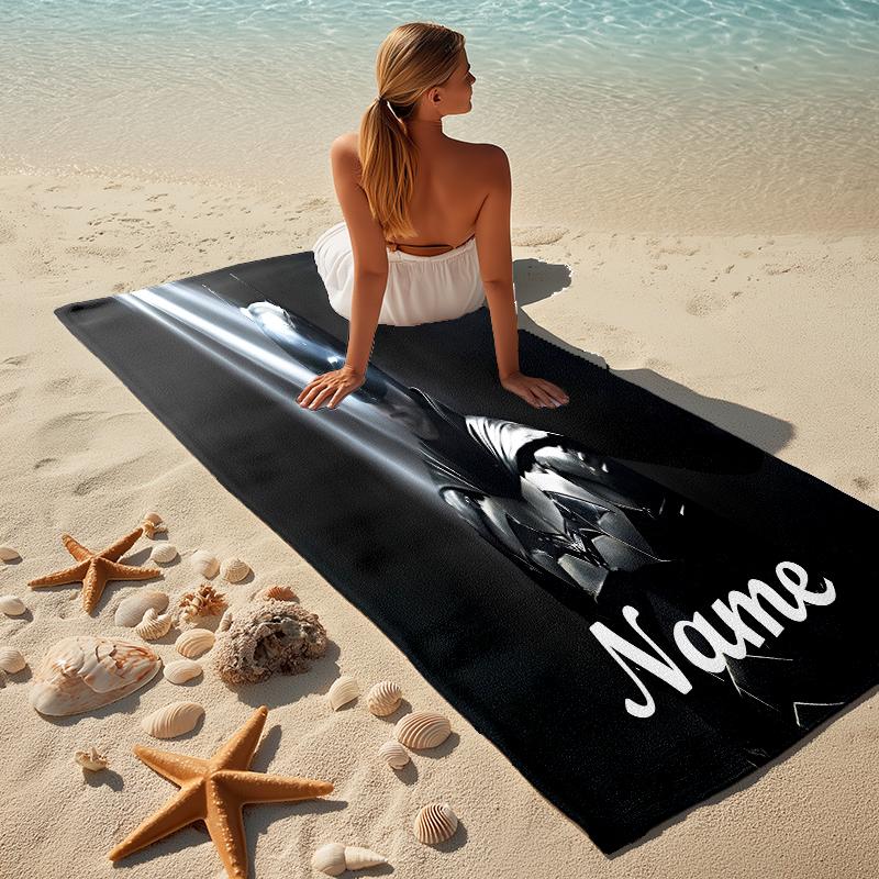 Custom Name Batman Saga Stylish Digital Printing Beach Towel Quick‑Drying Absorbent Blanket for Beach Pool Gym Travel