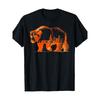 Tamanho Europeu Masculino Camiseta Gráfica com Silhueta de Urso e Skyline de Chicago - com Design de Paisagem Urbana Laranja