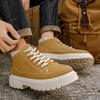 Thick Soled  Ankle Boots Men's Thick Heeled Short Boots Cheap Lace Up Motorcycle Flat Shoes Midsole Waterproof Platform Boots